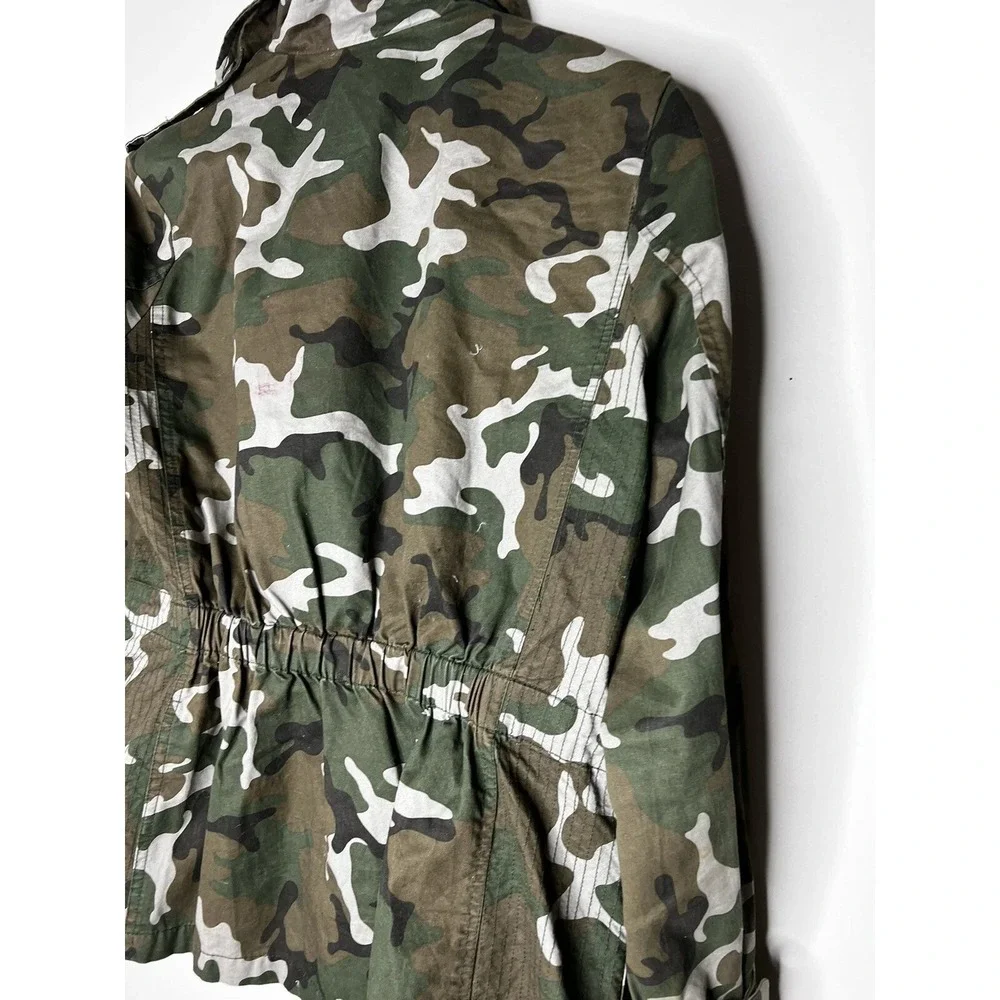 Love Tree Utility Jacket Womens Medium Green Camo Military Safari Cargo Rugged